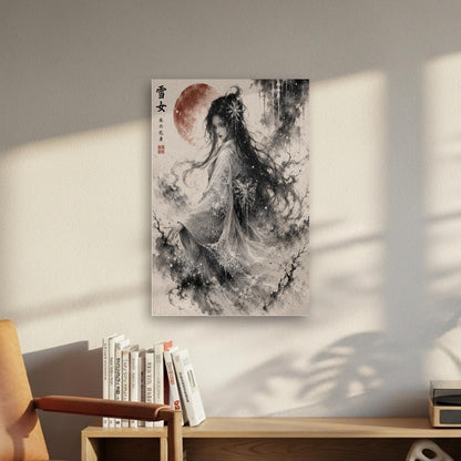 Yuki-onna Snow Spirit Sumi-e Canvas Print | Tengura Store
