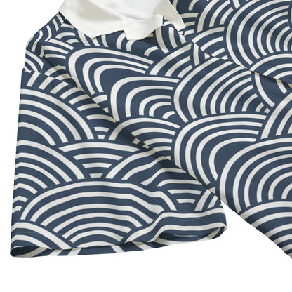 Seigaiha Wave Pattern Short Sleeve Shirt Traditional Japanese Ocean Motif | Tengura Store