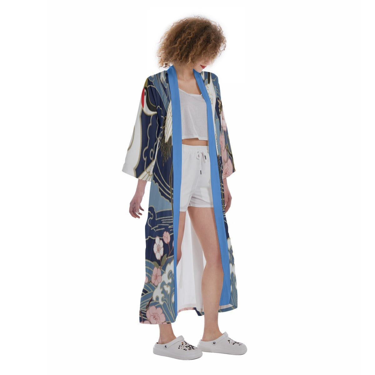 Long Wave Kimono Robe Hokusai Style | Tengura Store