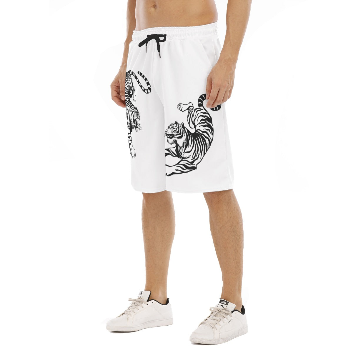 White Men's Shorts - Japanese Fighting Tigers | Tengura Store