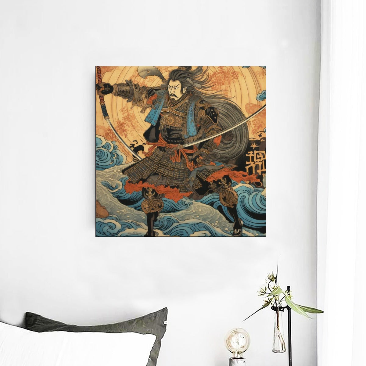 Leinwandbild mit japanischer Samurai-Kampfszene | Tengura Store