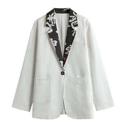 Kitsune Fox Spirit Kanji Lapel Blazer 5XL | Tengura Store