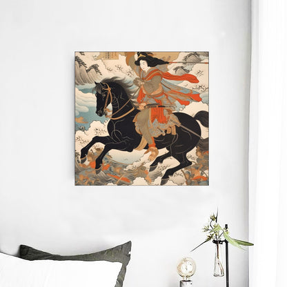 Leinwandbild „Japanese Female Warrior on Horseback“ | Tengura Store
