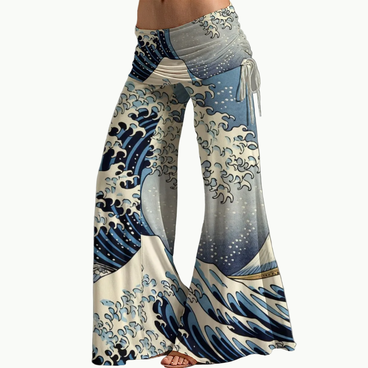 Great Wave Hakama Pants Wide Leg Japanese Print
