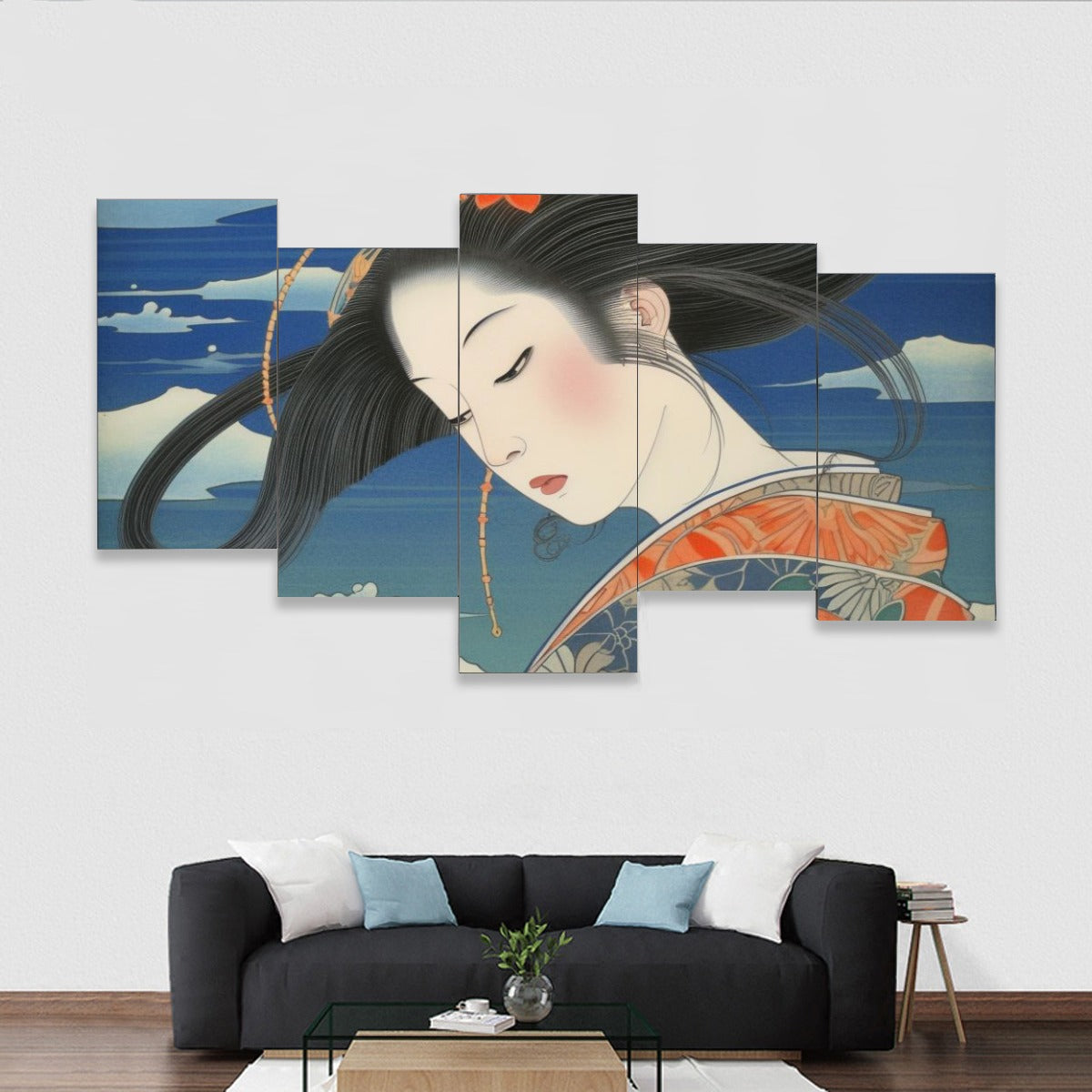 Classic Japanese Beauty Portrait Multi Panel Canvas