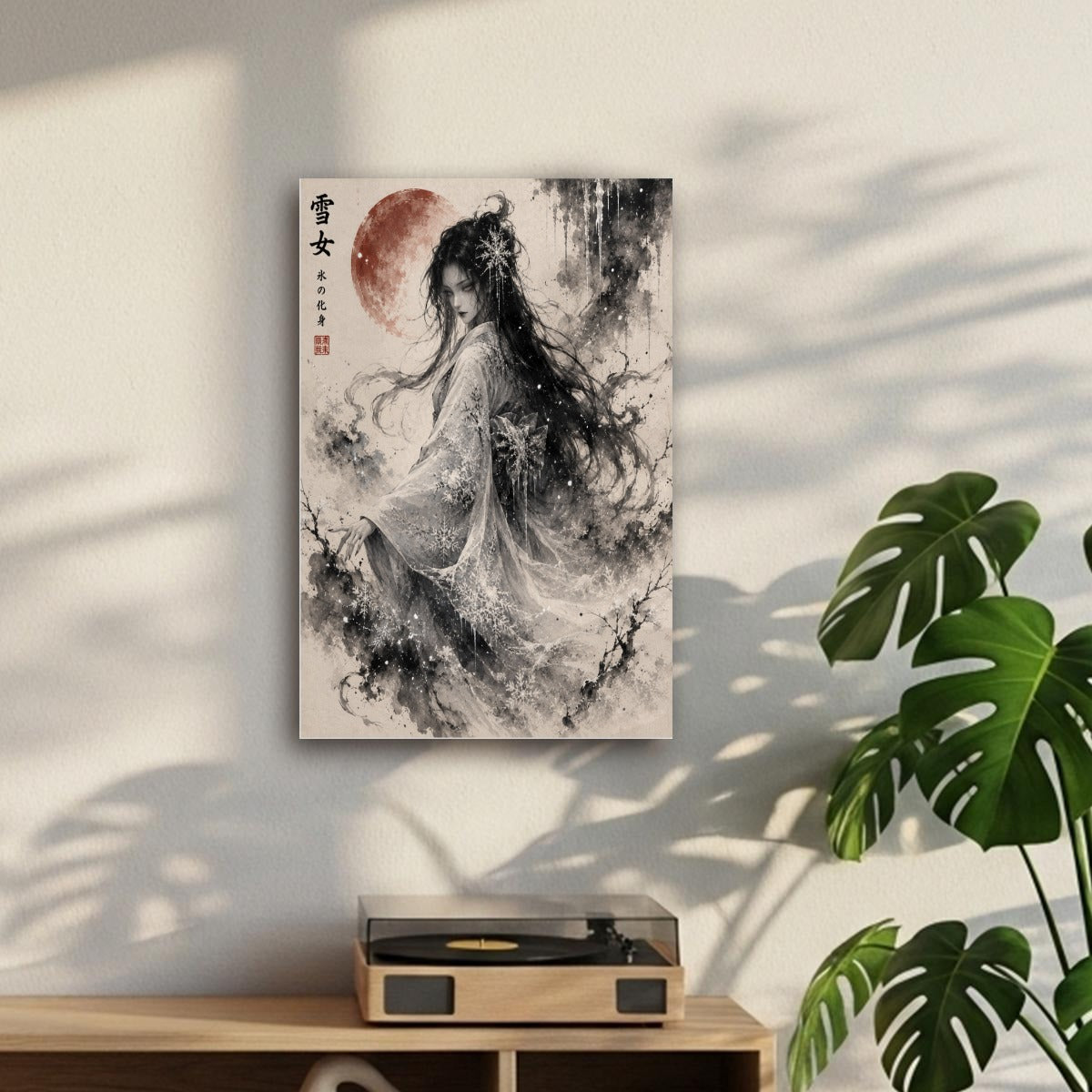 Yuki-onna Snow Spirit Sumi-e Canvas Print | Tengura Store