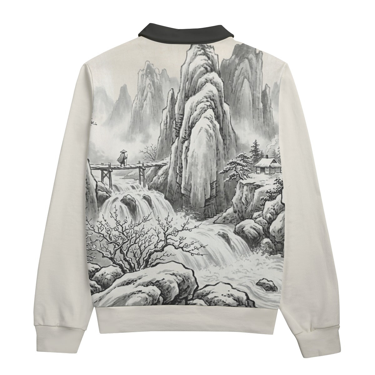Japanese Artistic Unisex Sweatshirt | Winter Mountain Pass | Sumi-e Cotton | Tengura Store