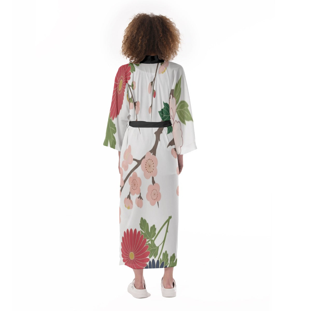 White Chrysanthemum Floral Japanese Kimono | Tengura Store