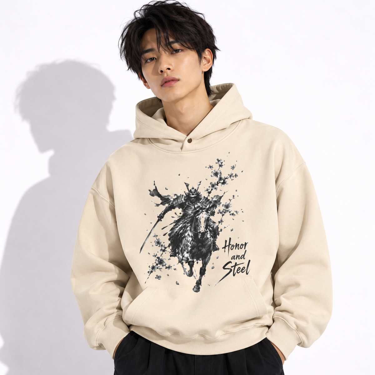 Japanese Samurai Hoodie Honor and Steel | Tengura Store