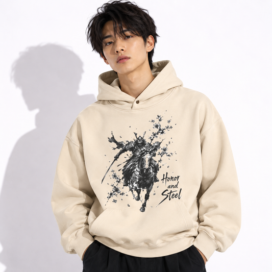Japanese Samurai Hoodie Honor and Steel | Tengura Store