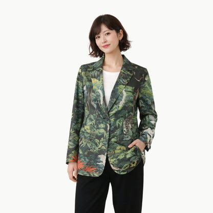 Japanese Jungle Blazer - Leopard & Tropical Forest Print Jacket | Tengura Store