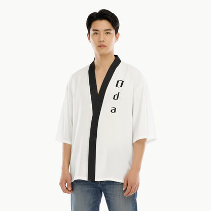 Camicia Stile Kimono Bianca Stemma Clan Oda