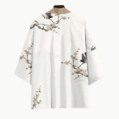 Giacca Haori Giapponese - Design Fiori di Prugno e Uccello