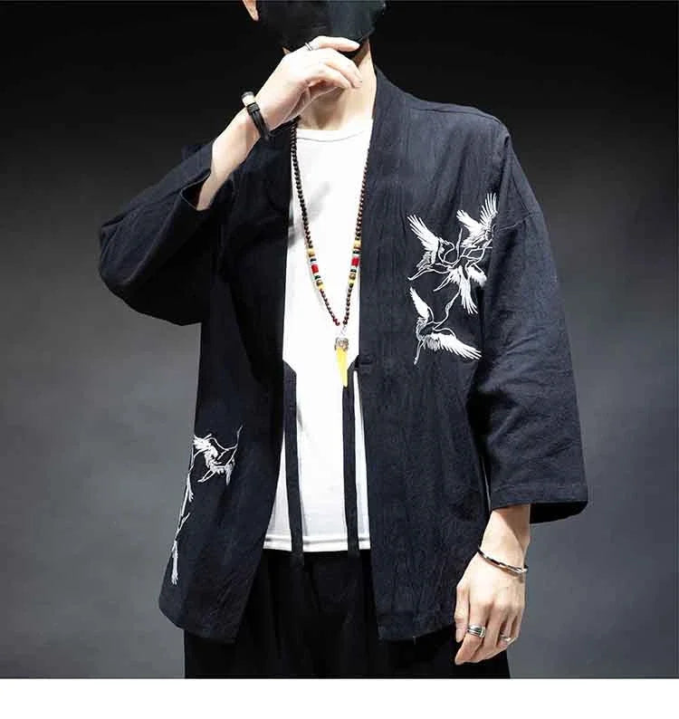 Japanese Haori Jacket - Crane Kimono Cardigan | Tengura Store
