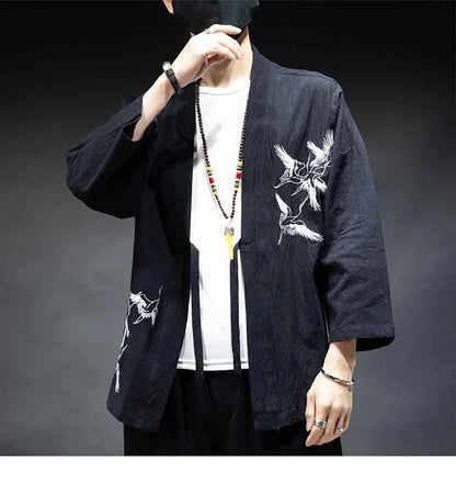 Japanese Haori Jacket - Crane Kimono Cardigan | Tengura Store