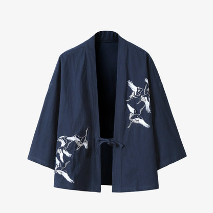 Japanese Haori Jacket - Crane Kimono Cardigan navy | Tengura Store