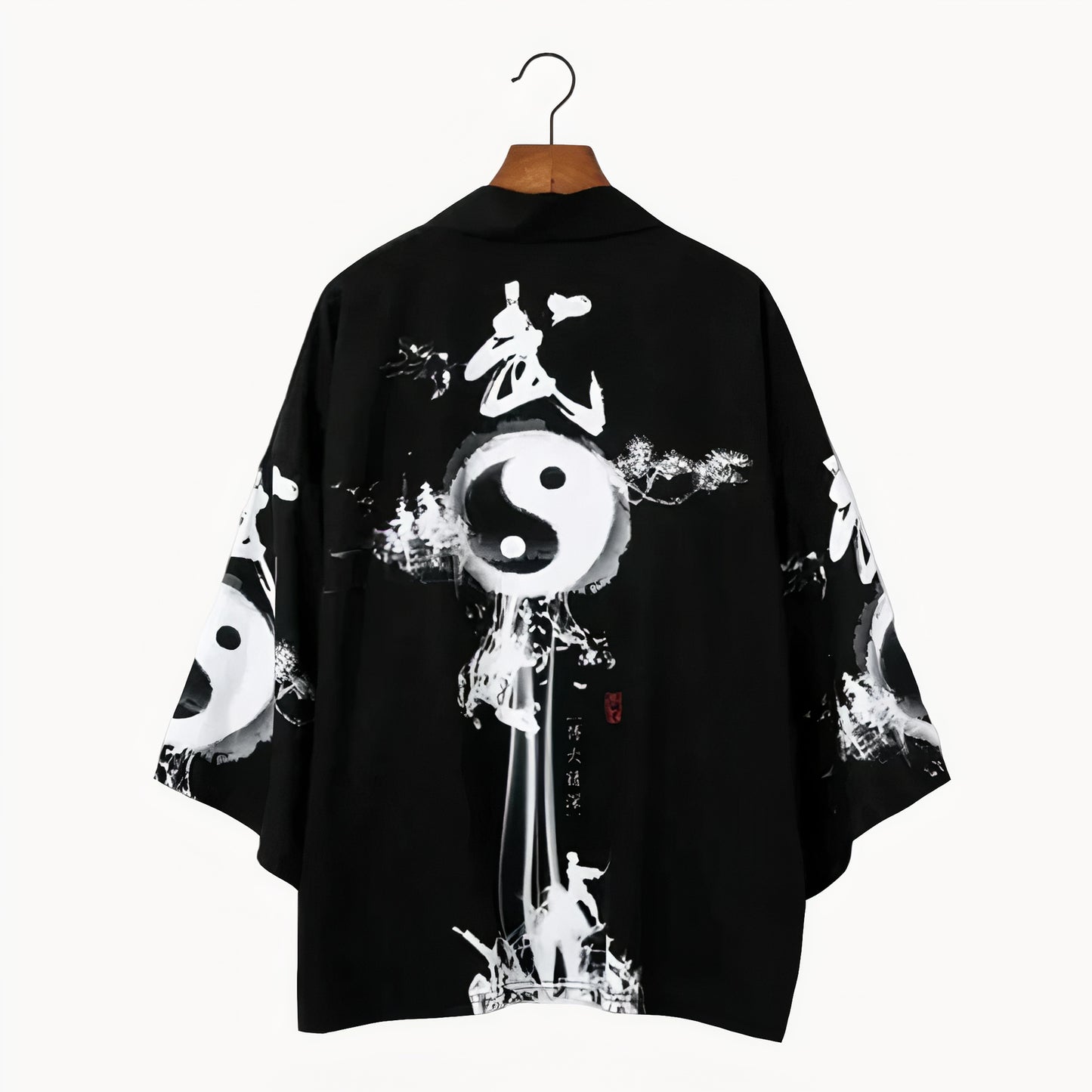 Men’s Haori Jacket - Yin Yang Artwork in Black & White | Tengura Store