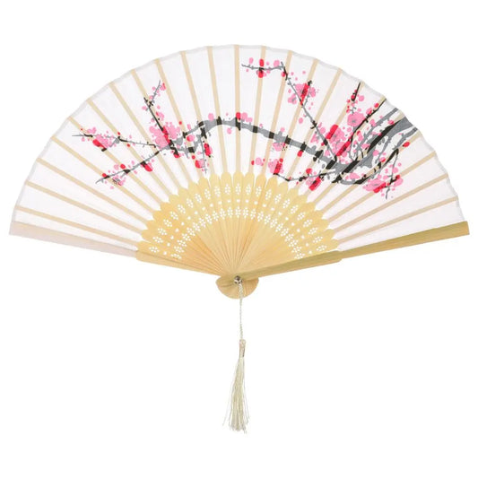 Plum Blossom Folding Fan with Ivory Frame | Tengura Store