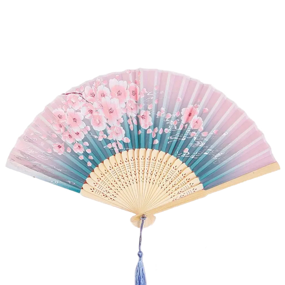 Cherry Blossom Decorative Fan Pastel Pink and Blue | Tengura Store