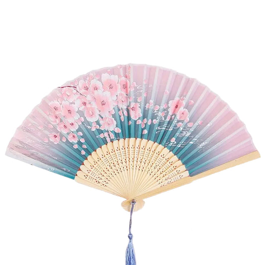 Cherry Blossom Decorative Fan Pastel Pink and Blue | Tengura Store