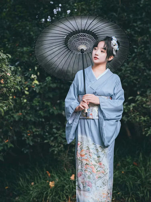 Light Blue Women’s Yukata Traditional Japanese Outfit L | Tengura Store