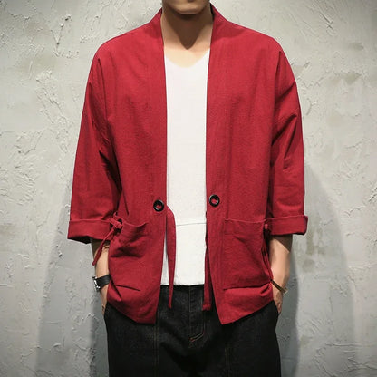 Casual Kimono Shirt for Men red | Tengura Store