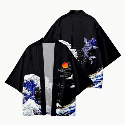 Unisex Haori Jacket - The Great Wave Inspired Design | Tengura Store