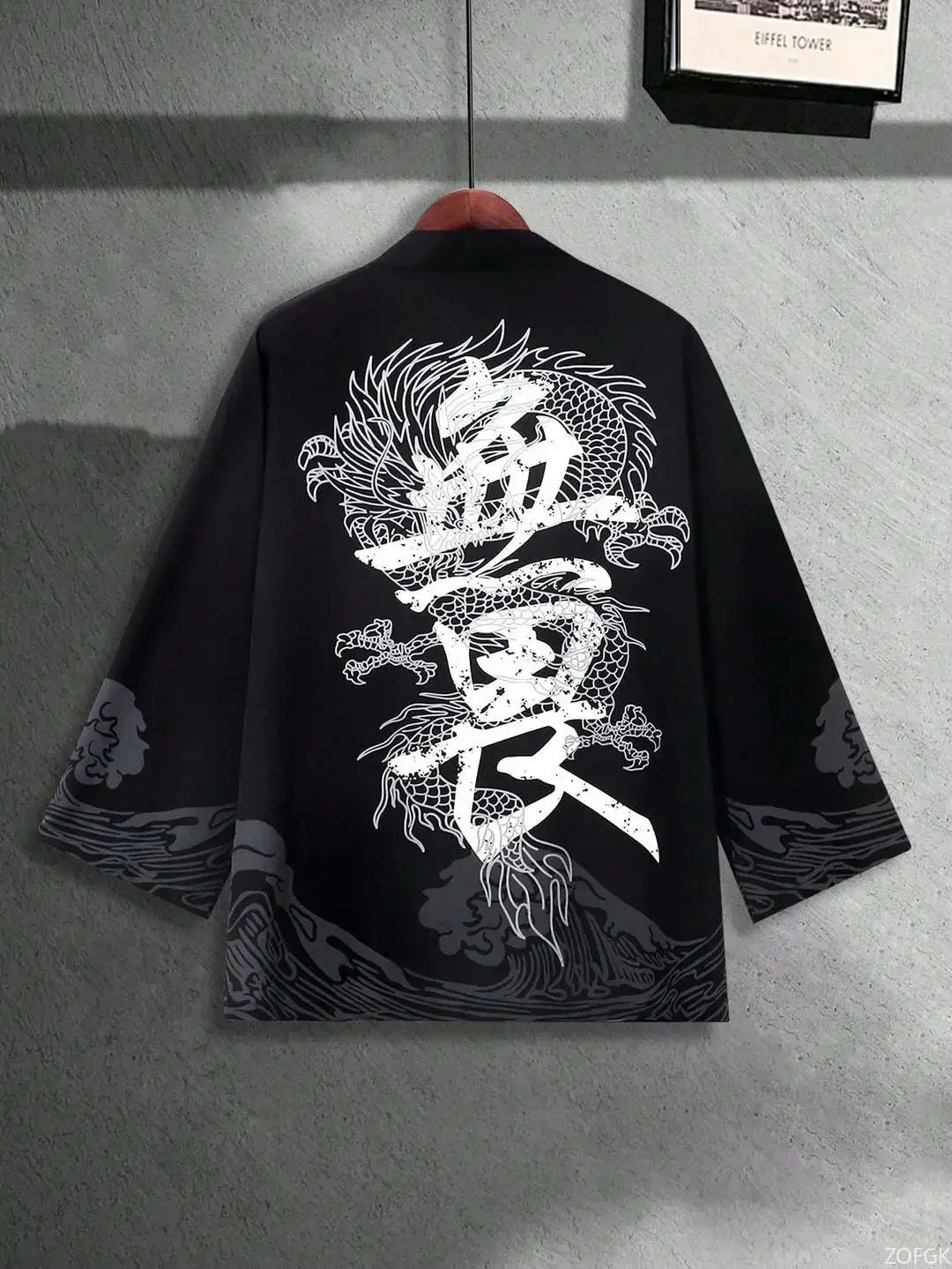Japanese Haori Jacket - Kanji & Wave Pattern | Tengura Store