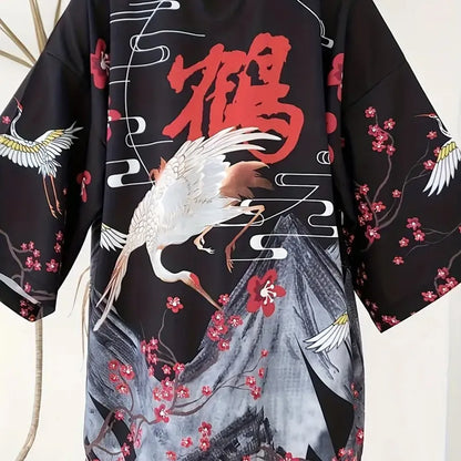 Women’s Haori Jacket with Cranes and Cherry Blossoms | Tengura Store