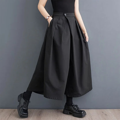 Minimalist Black Hakama Pants - Wide-Leg Japanese Style | Tengura Store