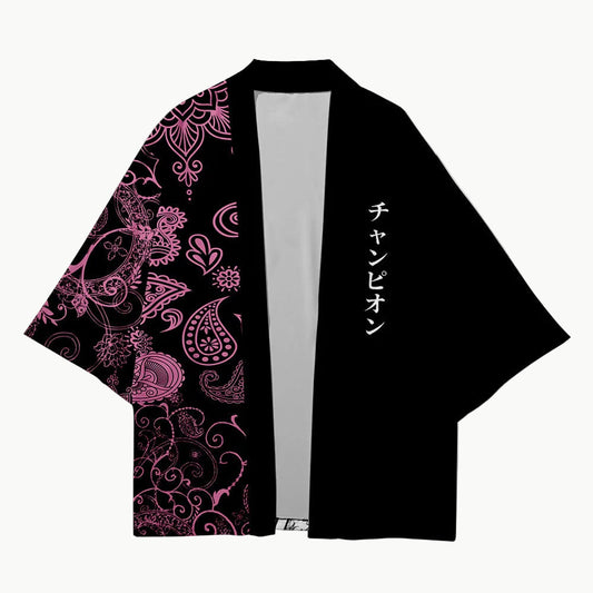 Haori Jacket with Pink Paisley Pattern 3XL | Tengura Store