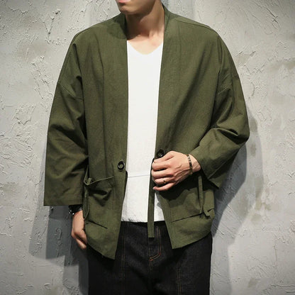 Casual Kimono Shirt for Men green | Tengura Store