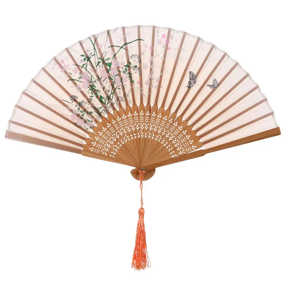 Peach Blossom Garden Folding Fan | Tengura Store