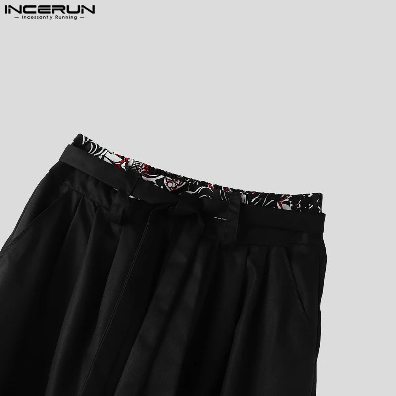 Japanese Hakama Pants - Wide-Leg Black Trousers with Floral Print | Tengura Store
