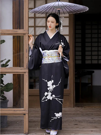 Women’s Kimono Traditional Black Japanese Outfit | Tengura Store