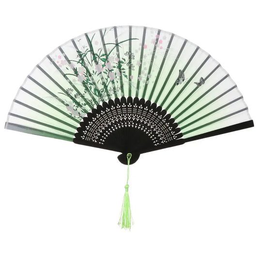 Green Sakura Breeze Folding Fan | Tengura Store