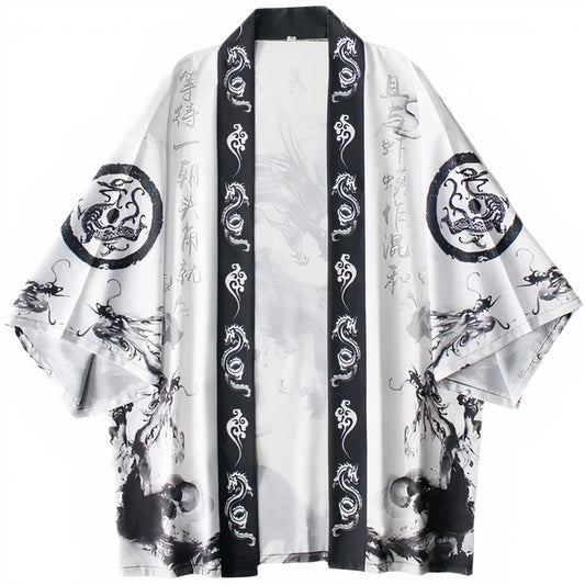 White Kimono Jacket - Calligraphy | Tengura Store