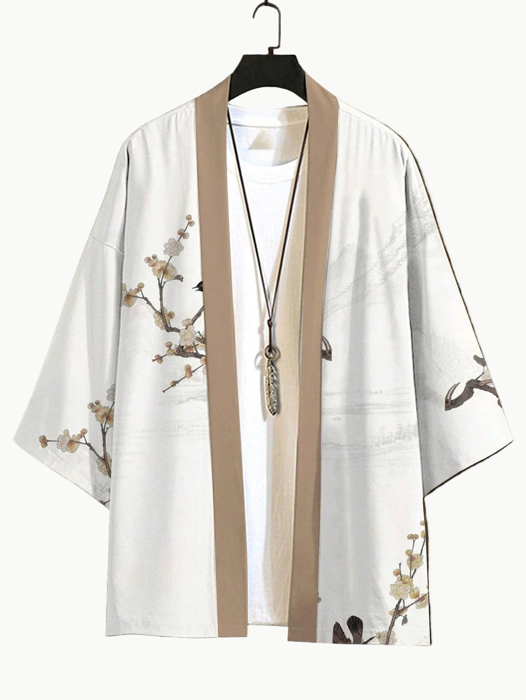 Japanese Haori Jacket - Plum Blossom & Bird Design 3XL | Tengura Store