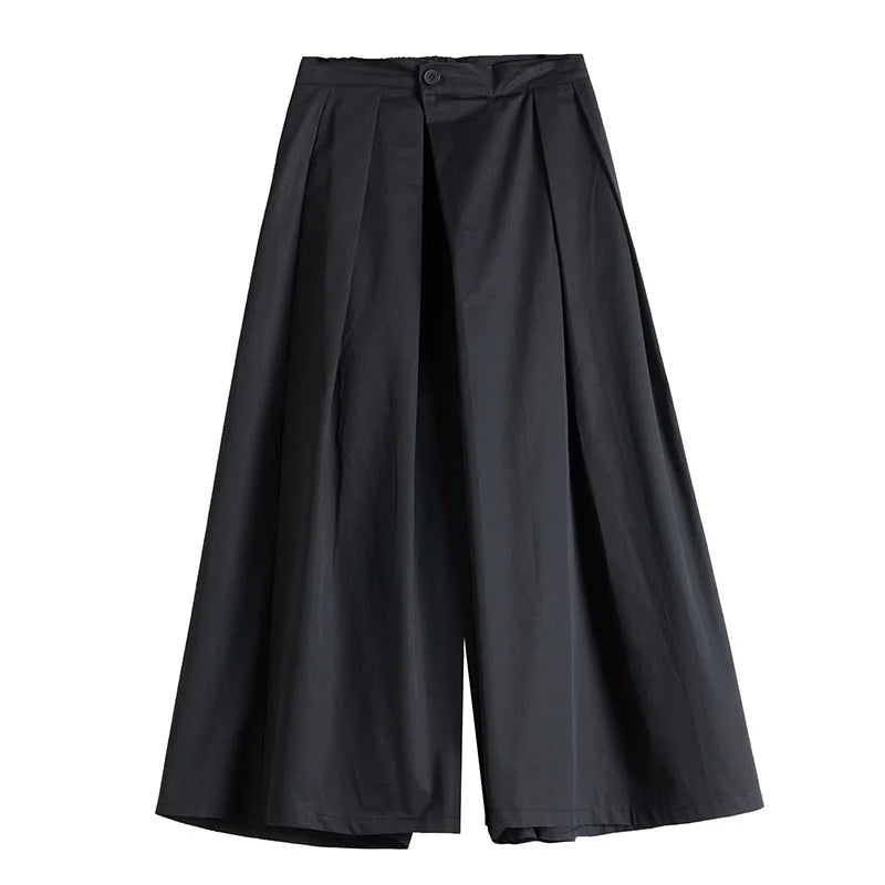 Minimalist Black Hakama Pants - Wide-Leg Japanese Style | Tengura Store