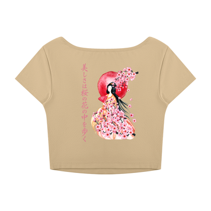 Japanese Women Crop Top | Sakura Lady & Sun