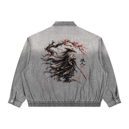Japanese Vintage Unisex Zip Denim Jacket | Path of Ronin | Ronin & Sakura | Tengura Store