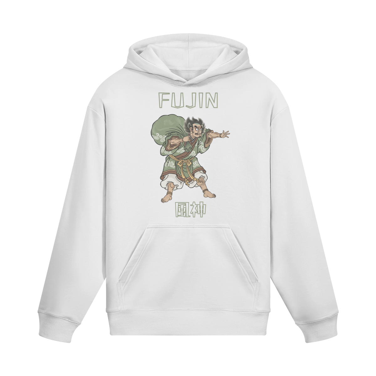 Fujin Wind God Japanese Hoodie White | Tengura Store