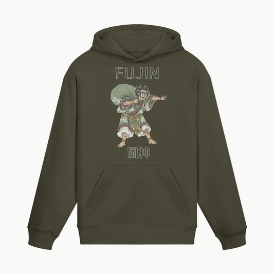 Fujin Wind God Japanese Hoodie Charcoal Grey | Tengura Store