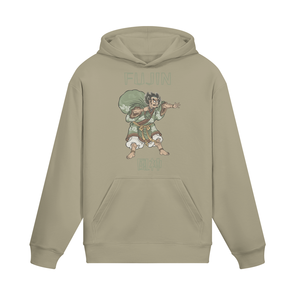 Fujin Wind God Japanese Hoodie Sand Beige | Tengura Store