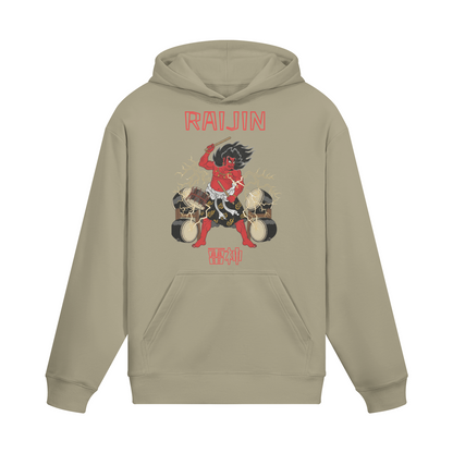 Raijin Thunder God Japanese Streetwear Hoodie Sand Beige | Tengura Store