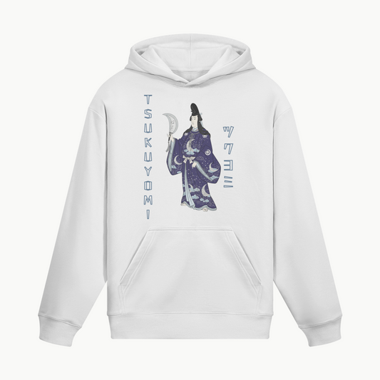 Tsukuyomi Moon God Japanese Hoodie White | Tengura Store