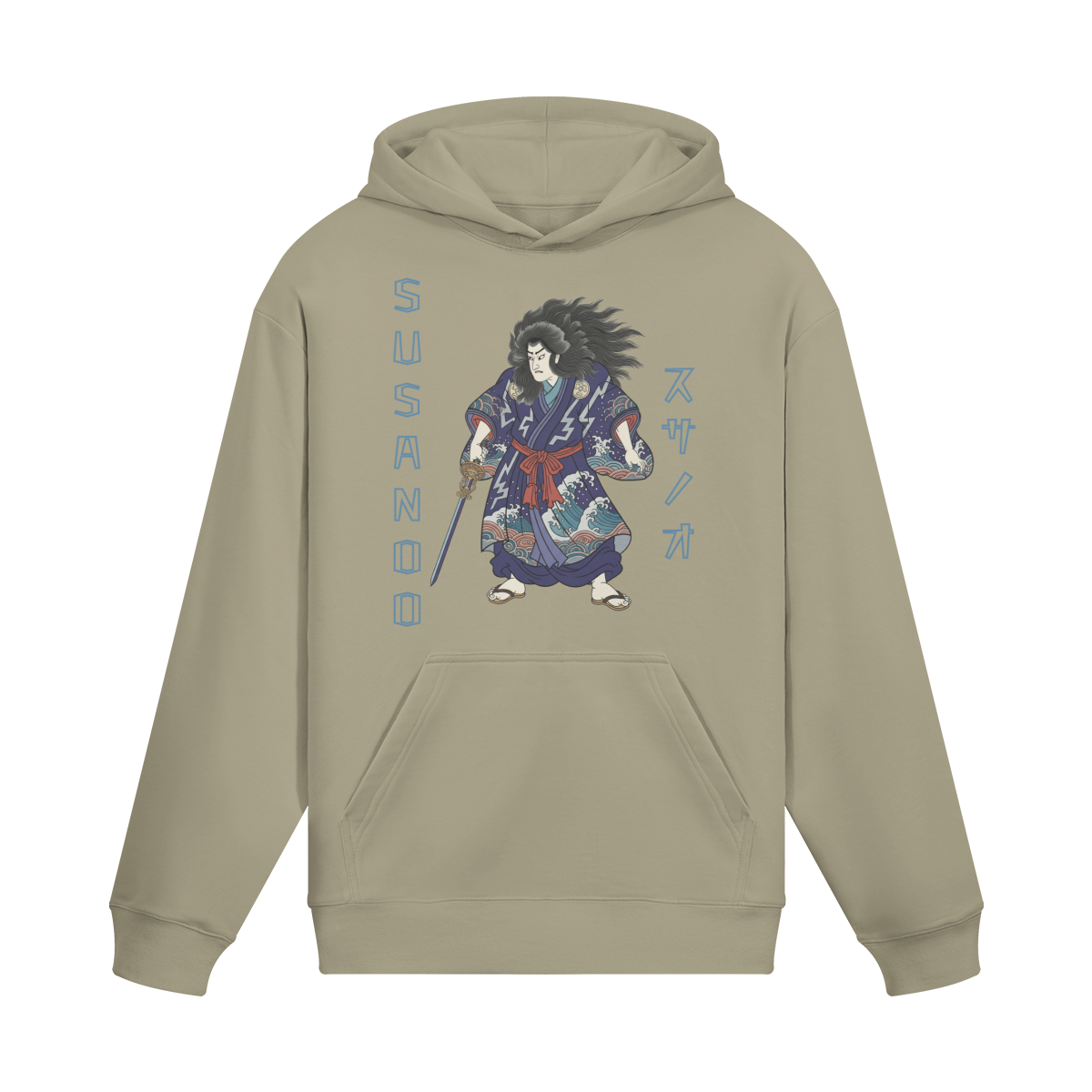 Susanoo Storm God Japanese Hoodie Traditional Japan Folklore Sand Beige | Tengura Store