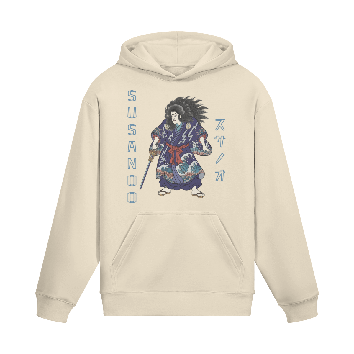 Susanoo Storm God Japanese Hoodie Traditional Japan Folklore Beige | Tengura Store