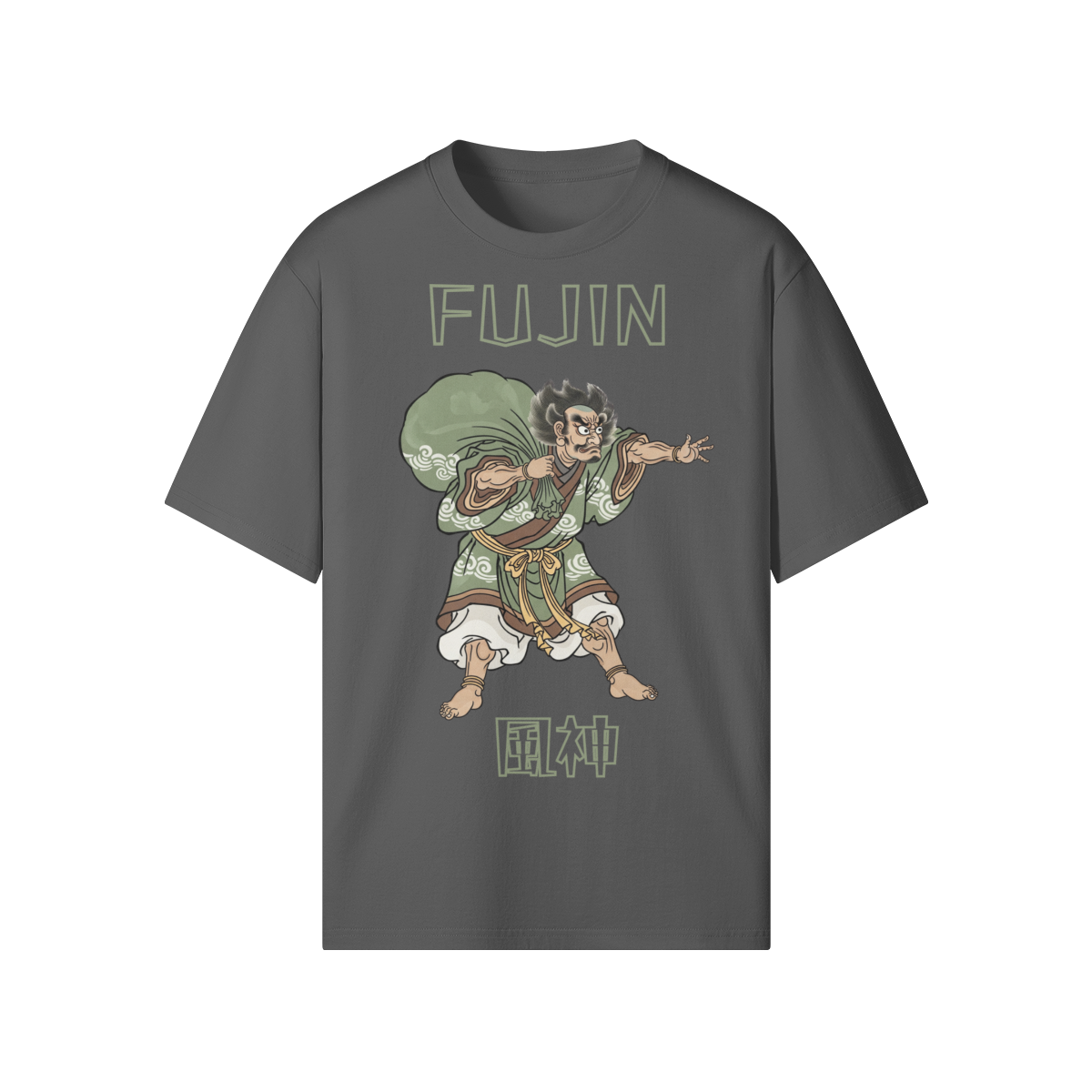 Fujin Wind God Japanese T-Shirt Ukiyo-e Print Gray | Tengura Store