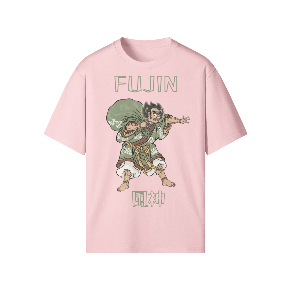 Fujin Wind God Japanese T-Shirt Ukiyo-e Print Pink | Tengura Store